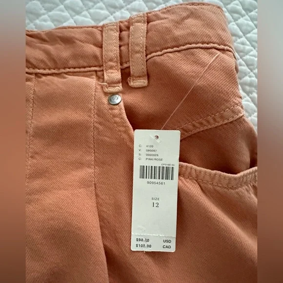 Pilcro Pleated Micro Denim Skirt in Orange Size 12 NWT - Picture 11 of 12